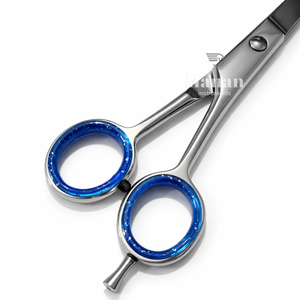 กรรไกรตัดผมมืออาชีพ ปลายคมกริบ ทำจากสแตนเลส สำหรับคนถนัดขวา พร้อมห่วงนิ้วสีน้ำเงิน สำหรับใช้ในร้านเสริมสวย - Product Image 5