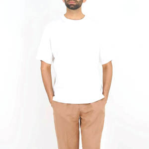 2025 nueva llegada calidad camiseta de los hombres logotipo personalizado moda liso teñido en blanco cuello redondo Top 100% algodón al por mayor - Product Image 1