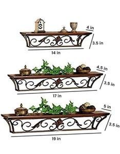 Classic metal & wood <b>wall</b> <b>shelf</b> <b>wall</b> <b>mounted</b> storage <b>shelves</b> for home hotels living room kitchen bathroom home decor accessories - Product Image 4