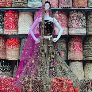 ชุดสูท lehenga choli ในฝันของเจ้าสาวในฤดูหนาวเสื้อเบลาส์ยาวผ้าหรูหราผลิตจากหินจาร์ข่าน - Product Image 1