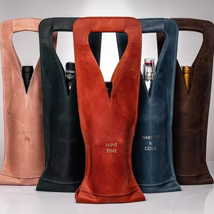 Personalized Leather Wine <b>Caddy</b> Handmade Holder Monogrammed Sleeve Accessories Company Logo Bulk Gifts LEB-0043 - Product Image 1