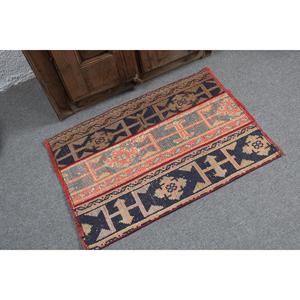 Alfombra Turca Vintage, Alfombra Pequeña de 2x2.8 pies, Alfombra Azul con Diseño Floral - Product Image 2