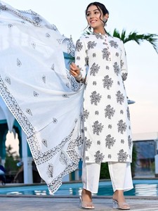 Nuevo Conjunto de Kurta, Palazzos y Dupatta de Algodón Puro, Corte Recto, Estilo A-Line, para Fiestas, Diseño de Diseñador, Más Vendido, Precio al por Mayor - Product Image 3