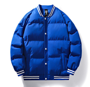 Nouveauté, veste de baseball matelassée décontractée grande taille, vente en gros, fermeture éclair, logo personnalisé, rembourrage en coton d'hiver, veste universitaire pour hommes - Product Image 1