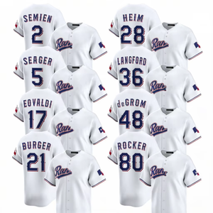 Maillots de baseball blancs Texas Home Limited 2025 pour hommes, personnalisables, brodés, respirants, séchage rapide, uniformes avec logo, grandes tailles - Product Image 1