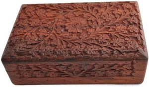 Boîte à bijoux en bois de rose sculptée à la main artisanale unique de l'Inde boîte de rangement de bijoux en bois, boîtes à bijoux de vanité - Product Image 4