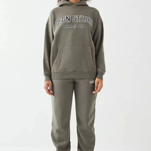 ชุดวอร์ม2ชิ้นสำหรับผู้หญิงชุดวอร์ม100% ผ้าคอตตอนออร์แกนิกชุดวอร์มเสื้อสวมหัวออกแบบได้ตามที่ต้องการ - Product Image 1