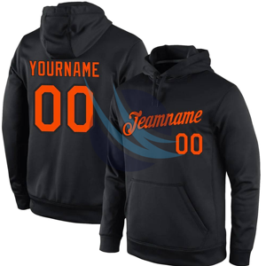 Sweat à capuche de baseball noir pour homme avec poche kangourou, tissu en coton confortable, idéal pour les vêtements de sport ou les sweats à capuche de basketball - Product Image 1