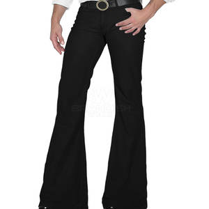 Pantalones de Hombre de Algodón 100% Lavado de Primera Calidad, Color Negro, Cierre de Cremallera, Estilo Casual, Pantalones de Campana para Hombre - Product Image 3