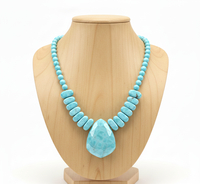 Collier de perles de Larimar naturel bleu clair, fait main, bijoux en pierres précieuses authentiques, tendance, plaqué or, argent tibétain, cadeau, vente en gros