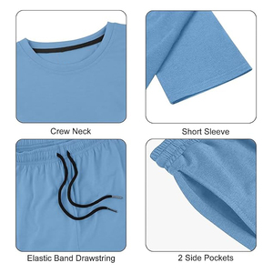 Ensemble t-shirt et short de survêtement à manches courtes pour hommes d'été respirant le plus à la mode 2 poches de haute qualité - Product Image 5