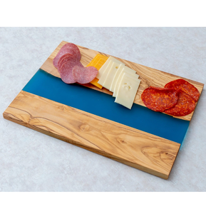 Planche à découper en bois et résine cuisine époxy rivière plateau de service planche à découper avec poignée corde suspendue planche à fromage - Product Image 4