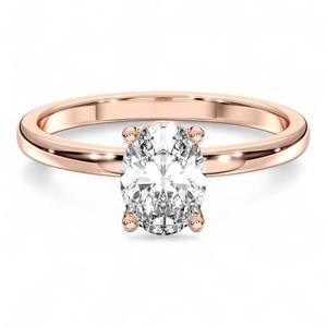 Anillo de compromiso solitario de 1,50 quilates de corte ovalado, conjunto de puntas de diamante de moissanita de quilates, hecho en platino para mujer - Product Image 6