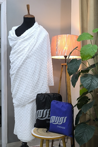 ชุดผ้าขนหนูอิห์รอมผ้าฝ้ายพรีเมียมสำหรับฮัจญ์และอุมเราะห์ 2 ชิ้น ซึมซับดี ทนทาน ผ้าฝ้ายแท้ สวมใส่สบาย ระบายอากาศได้ดี - Product Image 3