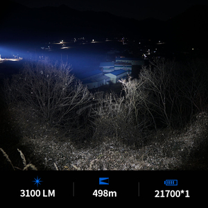 Lampe de plongée LED rechargeable ZeroBeam D7, 3100 lumens, étanche IP68, 100 m, portée du faisceau de 498 m, pour la plongée et la randonnée - Product Image 3