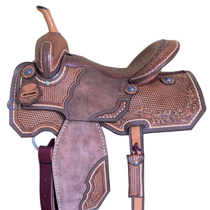 Nouvelle Selle Western en Cuir Véritable Type Barrel avec Sangle Dorsale et Sangle de Selle Large, Équipement Équestre Fait Main avec Arceau en Bois – Vente Chaude - Product Image 1