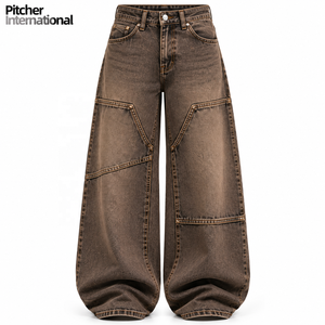 Wholesale <b>mens</b> wide leg <b>jeans</b> Custom <b>mens</b> wide leg <b>jeans</b> Wide leg <b>jeans</b> Heavyweight Cotton Streetwear - Product Image 5