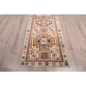 Turkish Runner Rug, 2.7x10.1 ft Vintage Rug, <b>Brown</b> <b>Wool</b> Rug - Product Image 2