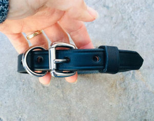 Premium Quality Full Grain Leather Dog Collar With Brass <b>Buckle</b> Gold Plated - Product Image 3