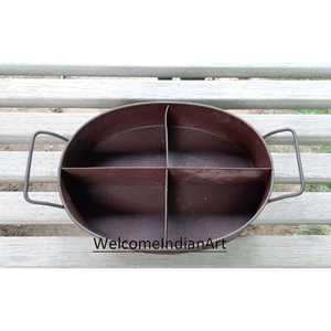 Ensemble de plateau en fer antique plus grand 48cm x 45cm x 6cm et plus petit 38cm x 34cm x 8cm pour la cérémonie traditionnelle du café et la décoration de la maison/cuisine - Product Image 5