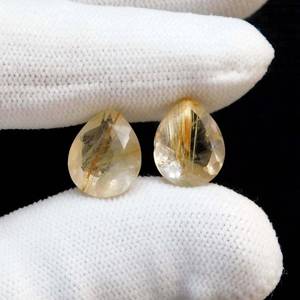 Cabujones de corte de pera de Cuarzo rutilado dorado natural, piedras preciosas de joyería calibradas sueltas a precios de fábrica al por mayor a granel - Product Image 3
