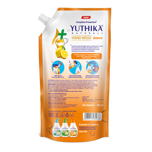 Yuthika Naturals 675ml <b>Lemon</b> Hand Wash pH Balanced 100% Natural Extracts Organic and Eco-Friendly - Product Image 4