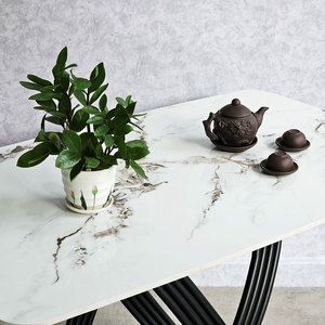 Modern Artistic 120x70cm Rectangular <b>Dining</b> <b>Table</b> with Iron Legs and Stone Top BA166 - Product Image 5