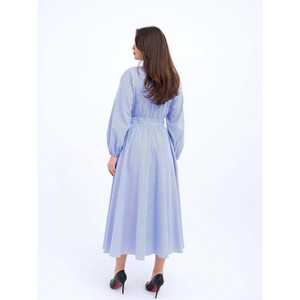 Vestido a Rayas Azules y Blancas 5903 con Cintura Natural y Característica Transpirable - Product Image 2