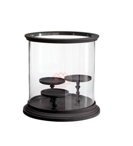 Matt Back Finished Metal <b>Candle</b> <b>Holder</b> <b>Glass</b> <b>Candle</b> <b>Hurricane</b> - Product Image 1