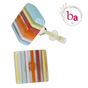 Boutons à rayures en résine à motif de bonbons de forme carrée et rectangulaire solide pour armoires à tiroirs commodes armoires dans la cuisine chambre à coucher - Product Image 1