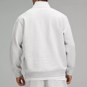 Sweat-shirt Homme en Molleton Tricoté Demi-Zip de Qualité Supérieure Ville Sports, Motif Uni Teint en Fil, Logo Personnalisé - Product Image 4