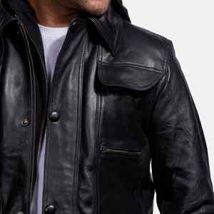Nouvelle veste en cuir pour homme, personnalisée, tendance, en cuir véritable, rembourrage en coton, col en fourrure rabattable, respirante, imperméable, chaude et chauffante - Product Image 3