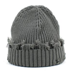 Bonnet personnalisé Jacquard Logo imprimé sur tissu tricoté uni pour hommes et femmes bonnet de détresse - Product Image 2