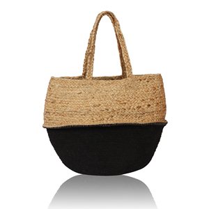Grand sac fourre-tout en jute Tyntra, taille personnalisée, poignées en corde, écologique, jute naturel, base noire, pour fêtes et usage extérieur - Product Image 3