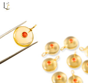 จี้เงินแท้ทรงกลมประดับด้วยพลอยเลมอนควอตซ์ธรรมชาติ ดีไซน์ทันสมัย เหมาะสำหรับทำเครื่องประดับ ราคาขายส่ง - Product Image 1