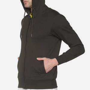 High Quality Men's Winter Zipper-Up Fleece Hoodie 100% Cotton Anti-Wrinkle Breathable Streetwear Customizable Multiple Sizes - Product Image 4