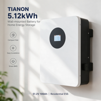 Batterie murale hybride intelligente à écran tactile LiFePO4 25,6 V 200 Ah 5 kWh avec onduleurs compatibles WiFi CAN/RS485