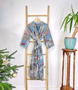 Classique femmes vêtements dames plage fête anniversaire tenues dans Style indien bloc impression Kimono Kantha à la main peignoir robe - Product Image 4