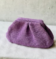 Pochette artisanale bohème moderne en raphia pour femme – Sac d'été en crochet tressé avec nœud et sequins pour mariage/fête