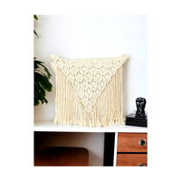 Funda de Cojín de Macramé de Algodón Anudado a Mano de la Mejor Calidad, Color Marfil, para Todas las Estaciones, para Sala de Estar, Hogar, Hotel, Regalo de Acción de Gracias