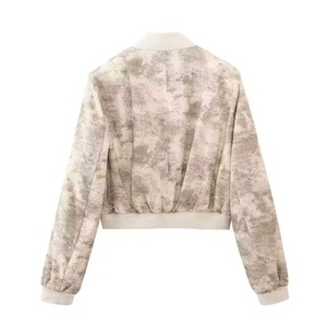 Femmes 2024 printemps Vintage à manches longues veste nouvelle mode pleine fermeture éclair vêtements d'extérieur coupe-vent avec duvet remplissage XS taille - Product Image 2