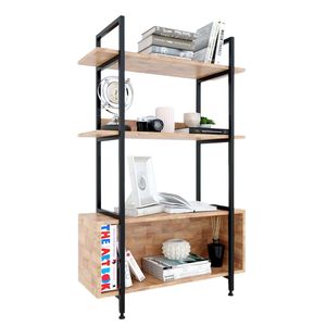 VASEN 80x32x127cm KS68084 3-Tier Decorative Shelf Rubber Wood Standing Type for Living Room - Product Image 1