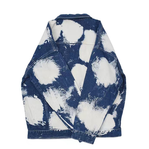 Chaqueta vaquera de herramientas de lavado antiguo retro personalizada con tinta de salpicaduras contraste de color informal suelta para la temporada de otoño - Product Image 2