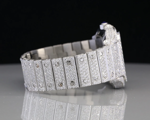 Bijoux de montre de haute qualité Montre glacée en acier inoxydable Montre automatique de luxe ronde en diamant Moissanite pour hommes et femmes - Product Image 3