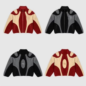 Custom Made 2026 New Design High Quality Custom Winter <b>Sherpa</b> Outfit Heavyweight Patchwork Fleece Zip-Up Jacket for Unisex - Product Image 2