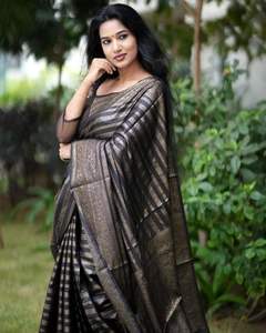 Luxurious Heavy Jacquard Silk <b>Sarees</b> <b>Golden</b> Big Jacquard Weaving Border for Winter Parties Indian Traditional Bollywood Attire - Product Image 1