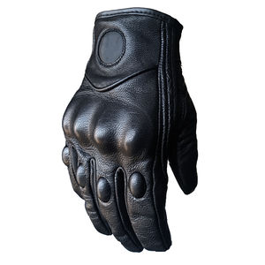 Guantes de cuero para carreras de motos, transpirables, dedos completos, para exteriores, moto de cross, guantes protectores de cuero para motocicleta para hombres - Product Image 1