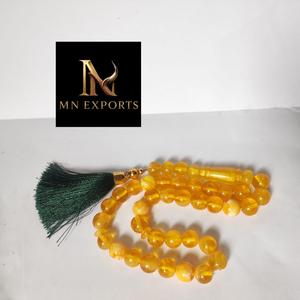 Collier chapelet en résine effet craquelé, fait main, Tasbih arabe, perles de prière musulmanes, décoration d'intérieur ange hibou - Product Image 1