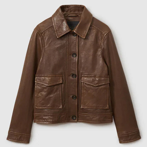 Chaqueta de Cuero Genuino para Mujer, Corta, Ropa Femenina de Alta Calidad, Nueva Moda 2025, Servicio OEM - Product Image 1