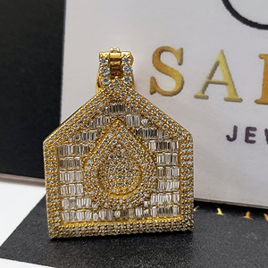 Colgante de diamante certificado IGI 14K 18K oro sólido estilo Hiphop diseño único corte Baguette colgante de diamante Real joyería para hombre - Product Image 3